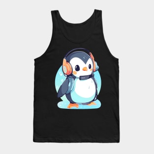 Cool Penguin With Headphones Tank Top